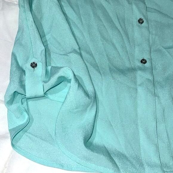 Calvin Klein Womens Long Sleeve Aqua Blouse Size S Polyester - Picture 7 of 10